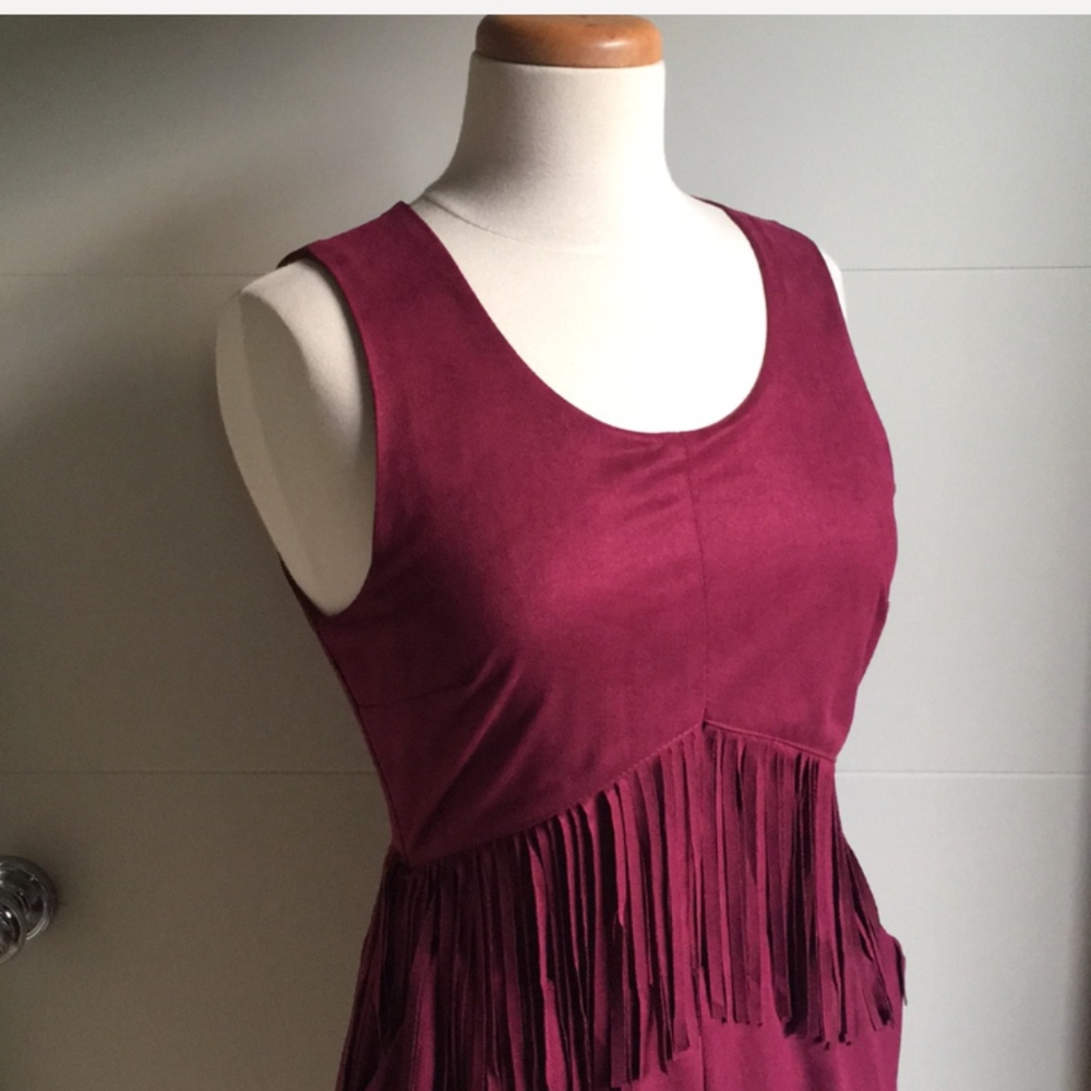 Boutique Brand Maroon Fringe Romper